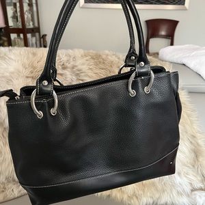 Black Leather Shoulder Handbag